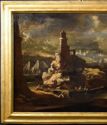 Paintings & Drawings  - Night Landscape with Tower and Fortified Villages - Late 17th century